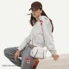 imageBOSTANTEN Baseball Crossbody Purses for Sport Mom Small Shoulder Bag Vegan Leather Women Handbags for EventsA01beige With Red