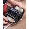 imageBOSTANTEN Credit Card Holder Wallet RFID Blocking Leather Small Wallet for Women Zipper Keychain Wallet with Wristlet BlackBeigeBrown