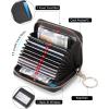 imageBOSTANTEN Credit Card Holder Wallet RFID Blocking Leather Small Wallet for Women Zipper Keychain Wallet with Wristlet BlackBlack