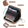 imageBOSTANTEN Credit Card Holder Wallet RFID Blocking Leather Small Wallet for Women Zipper Keychain Wallet with Wristlet BlackBrown