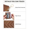 imageBOSTANTEN Credit Card Holder Wallet RFID Blocking Leather Small Wallet for Women Zipper Keychain Wallet with Wristlet BlackBrown