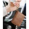 imageBOSTANTEN Credit Card Holder Wallet RFID Blocking Leather Small Wallet for Women Zipper Keychain Wallet with Wristlet BlackBrown