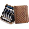 imageBOSTANTEN Credit Card Holder Wallet RFID Blocking Leather Small Wallet for Women Zipper Keychain Wallet with Wristlet BlackBrown