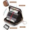 imageBOSTANTEN Credit Card Holder Wallet RFID Blocking Leather Small Wallet for Women Zipper Keychain Wallet with Wristlet BlackBrownBlack