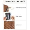 imageBOSTANTEN Credit Card Holder Wallet RFID Blocking Leather Small Wallet for Women Zipper Keychain Wallet with Wristlet BlackBrownBlack