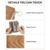 imageBOSTANTEN Credit Card Holder Wallet RFID Blocking Leather Small Wallet for Women Zipper Keychain Wallet with Wristlet BlackCamel