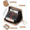 imageBOSTANTEN Credit Card Holder Wallet RFID Blocking Leather Small Wallet for Women Zipper Keychain Wallet with Wristlet BlackCamel