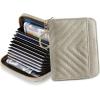 imageBOSTANTEN Credit Card Holder Wallet RFID Blocking Leather Small Wallet for Women Zipper Keychain Wallet with Wristlet BlackGrey
