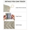 imageBOSTANTEN Credit Card Holder Wallet RFID Blocking Leather Small Wallet for Women Zipper Keychain Wallet with Wristlet BlackGrey