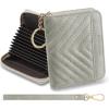 imageBOSTANTEN Credit Card Holder Wallet RFID Blocking Leather Small Wallet for Women Zipper Keychain Wallet with Wristlet BlackLight Grey
