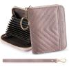 imageBOSTANTEN Credit Card Holder Wallet RFID Blocking Leather Small Wallet for Women Zipper Keychain Wallet with Wristlet BlackPurple