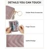 imageBOSTANTEN Credit Card Holder Wallet RFID Blocking Leather Small Wallet for Women Zipper Keychain Wallet with Wristlet BlackPurple