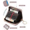 imageBOSTANTEN Credit Card Holder Wallet RFID Blocking Leather Small Wallet for Women Zipper Keychain Wallet with Wristlet BlackPurple