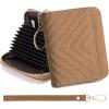 imageBOSTANTEN Credit Card Holder Wallet RFID Blocking Leather Small Wallet for Women Zipper Keychain Wallet with Wristlet BlackSuede Brown