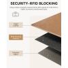 imageBOSTANTEN Credit Card Holder Wallet RFID Blocking Leather Small Wallet for Women Zipper Keychain Wallet with Wristlet BlackSuede Brown