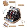 imageBOSTANTEN Credit Card Holder Wallet RFID Blocking Leather Small Wallet for Women Zipper Keychain Wallet with Wristlet BlackSuede Brown