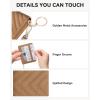 imageBOSTANTEN Credit Card Holder Wallet RFID Blocking Leather Small Wallet for Women Zipper Keychain Wallet with Wristlet BlackSuede Brown