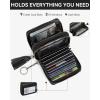 imageBOSTANTEN Credit Card Holder Wallet RFID Blocking Leather Small Wallet for Women Zipper Keychain Wallet with Wristlet BlackTasselBlack
