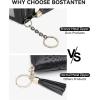 imageBOSTANTEN Credit Card Holder Wallet RFID Blocking Leather Small Wallet for Women Zipper Keychain Wallet with Wristlet BlackTasselBlack