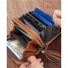 imageBOSTANTEN Credit Card Holder Wallet RFID Blocking Leather Small Wallet for Women Zipper Keychain Wallet with Wristlet BlackTasselBrown
