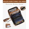 imageBOSTANTEN Credit Card Holder Wallet RFID Blocking Leather Small Wallet for Women Zipper Keychain Wallet with Wristlet BlackTasselBrown