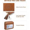 imageBOSTANTEN Credit Card Holder Wallet RFID Blocking Leather Small Wallet for Women Zipper Keychain Wallet with Wristlet BlackTasselBrown