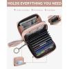 imageBOSTANTEN Credit Card Holder Wallet RFID Blocking Leather Small Wallet for Women Zipper Keychain Wallet with Wristlet BlackTasselPink