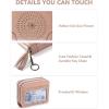 imageBOSTANTEN Credit Card Holder Wallet RFID Blocking Leather Small Wallet for Women Zipper Keychain Wallet with Wristlet BlackTasselPink