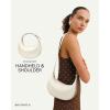 imageBOSTANTEN Crescent Shoulder Bag Vegan Leather Purses for Women Trendy Crossbody Clutch Hobo Handbag Adjustable StrapLarge Beige 1063x256x591