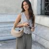 imageBOSTANTEN Crescent Shoulder Bag Vegan Leather Purses for Women Trendy Crossbody Clutch Hobo Handbag Adjustable StrapSmall Khaki 945x276x531