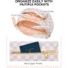 imageBOSTANTEN Crossbody Bags for Women Cross Body Purse Checkered Bum Bag Large Fanny Waist Pack with Adjustable StrapPeach Whisper