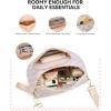 imageBOSTANTEN Crossbody Bags for Women Cross Body Purse Checkered Bum Bag Large Fanny Waist Pack with Adjustable StrapPeach Whisper