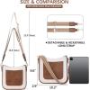imageBOSTANTEN Crossbody Bags for Women Trendy Vegan Leather Hobo Handbags Fashion Shoulder Purse with Adjustable Guitar StrapA05brown With Beige