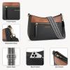 imageBOSTANTEN Crossbody Bags for Women Vegan Leather Purses Quilted Shoulder Handbags with Adjustable Shoulder StrapA01brown With Black