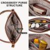 imageBOSTANTEN Crossbody Purses for Women Medium Shoulder Bag Quilted Handbags with Zipper PocketBeige With Brown