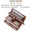 imageBOSTANTEN Leather Wallet for Women RFID Blocking Zip Around Credit Cards Holder Phone Clutch1ABeigeBrown