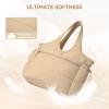 imageBOSTANTEN Puffer Tote Bag for Women Travel Tote Bag with Trolley Sleeve Lightweight Quilted Laptop Nurse Bag with ZipperKhaki