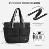 imageBOSTANTEN Puffer Tote Bag for Women Travel Tote Bag with Trolley Sleeve Lightweight Quilted Laptop Nurse Bag with ZipperPuffer Black