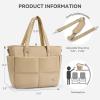 imageBOSTANTEN Puffer Tote Bag for Women Travel Tote Bag with Trolley Sleeve Lightweight Quilted Laptop Nurse Bag with ZipperPuffer Khaki