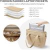 imageBOSTANTEN Puffer Tote Bag for Women Travel Tote Bag with Trolley Sleeve Lightweight Quilted Laptop Nurse Bag with ZipperPuffer Khaki