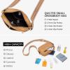 imageBOSTANTEN Quilted Crossbody Bags for Women Vegan Leather Purses Small Shoulder Handbags with Wide StrapCamel Brown