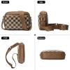 imageBOSTANTEN Quilted Crossbody Bags for Women Vegan Leather Purses Small Shoulder Handbags with Wide StrapCheckered Coffee