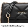 imageBOSTANTEN Shoulder Bag for Women Small Purse Vegan Leather Quilted Crossbody Bags With Chain Trendy Ladies HandbagsBlack