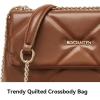 imageBOSTANTEN Shoulder Bag for Women Small Purse Vegan Leather Quilted Crossbody Bags With Chain Trendy Ladies HandbagsBrown