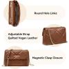 imageBOSTANTEN Shoulder Bag for Women Small Purse Vegan Leather Quilted Crossbody Bags With Chain Trendy Ladies HandbagsBrown