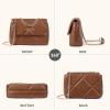 imageBOSTANTEN Shoulder Bag for Women Small Purse Vegan Leather Quilted Crossbody Bags With Chain Trendy Ladies HandbagsBrown