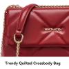 imageBOSTANTEN Shoulder Bag for Women Small Purse Vegan Leather Quilted Crossbody Bags With Chain Trendy Ladies HandbagsWine Red