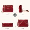 imageBOSTANTEN Shoulder Bag for Women Small Purse Vegan Leather Quilted Crossbody Bags With Chain Trendy Ladies HandbagsWine Red