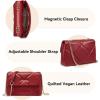imageBOSTANTEN Shoulder Bag for Women Small Purse Vegan Leather Quilted Crossbody Bags With Chain Trendy Ladies HandbagsWine Red