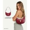 imageBOSTANTEN Shoulder Bags for Women Small Crescent Moon Underarm Purse Trendy Vegan Leather HandbagWine Red